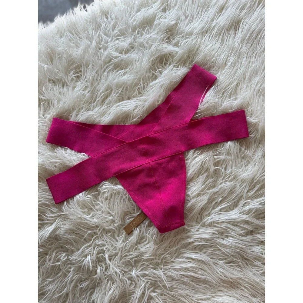 Skims Swim Knit Strappy Bikini Bottom Magenta Size 3X